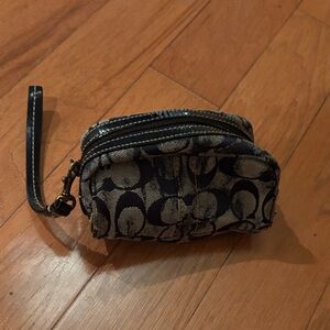 Coach Black and Beige Monogram Wristlet